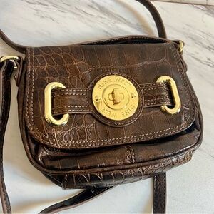 Nine West Brown Croc Minimalist Vegan Leather Crossbody Mini Bag